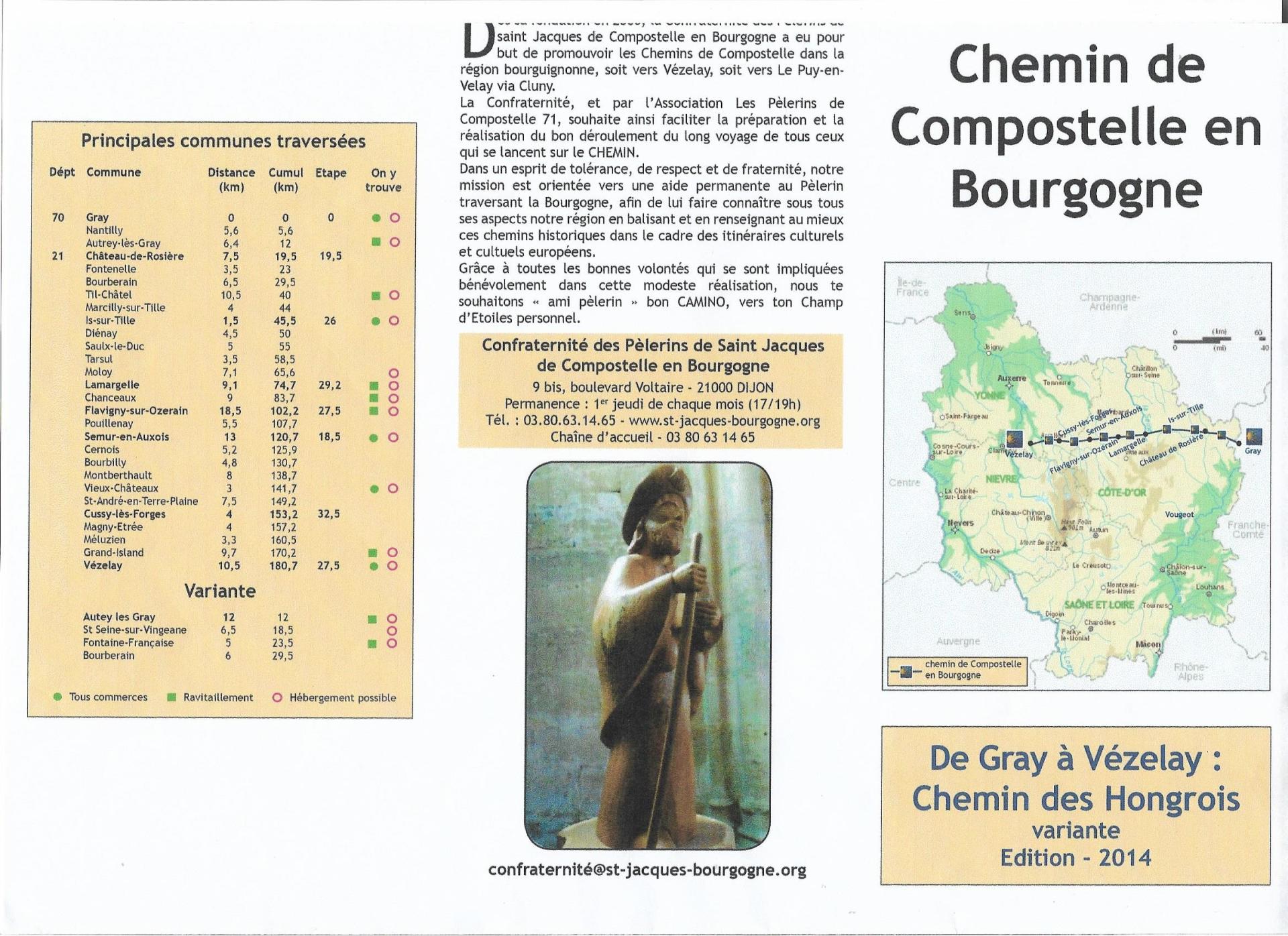 Le Chemin de St Jacques de Compostelle en Bourgogne